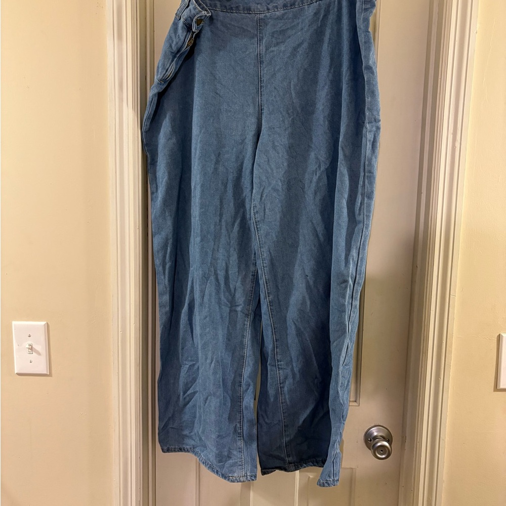 Blue Denim Wide-Leg Pants